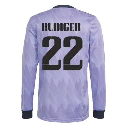 2022-2023 Real Madrid Authentic Long Sleeve Away Shirt (RUDIGER 22)