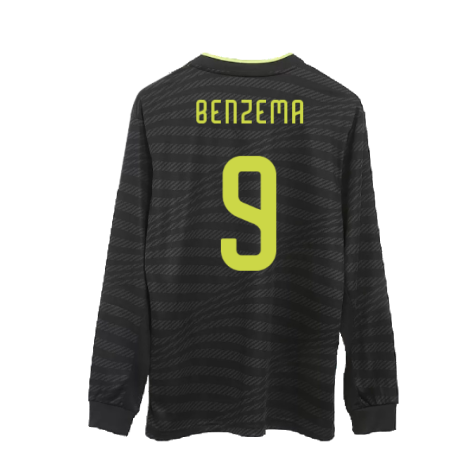 2022-2023 Real Madrid Authentic Long Sleeve Third Shirt (BENZEMA 9)