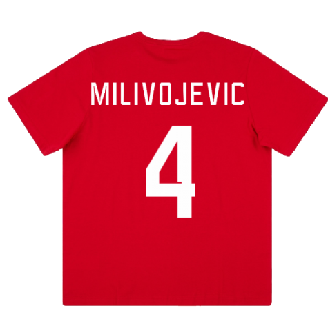 2022-2023 Serbia Ftbl Core Tee (Red) (MILIVOJEVIC 4)