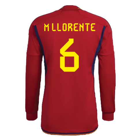 2022-2023 Spain Long Sleeve Home Shirt (M LLORENTE 6)