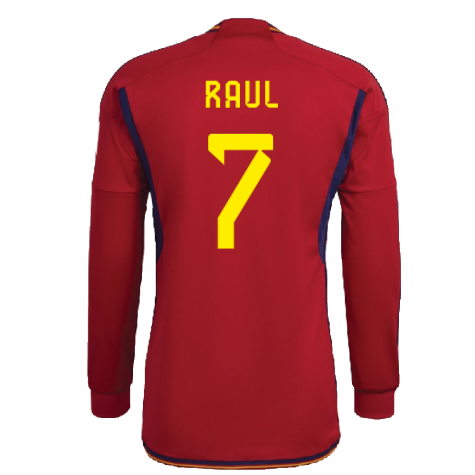 2022-2023 Spain Long Sleeve Home Shirt (RAUL 7)