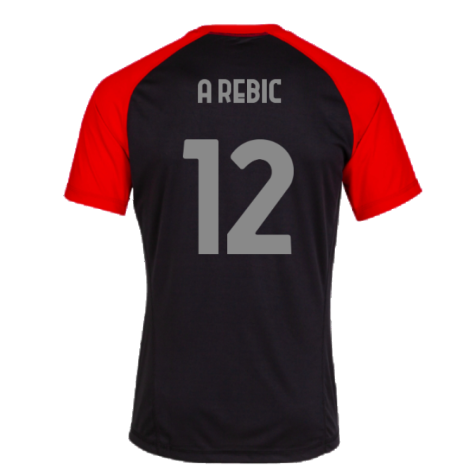 2023-2024 AC Milan Casuals Tee (Black) (A Rebic 12)