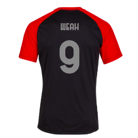 2023-2024 AC Milan Casuals Tee (Black) (Weah 9)