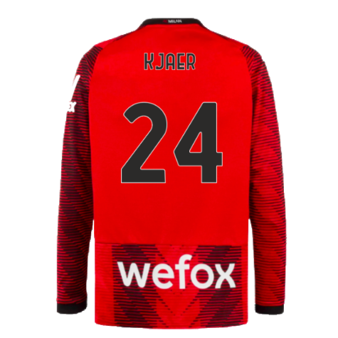 2023-2024 AC Milan Long Sleeve Home Shirt (Kjaer 24)