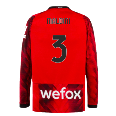 2023-2024 AC Milan Long Sleeve Home Shirt (Maldini 3)