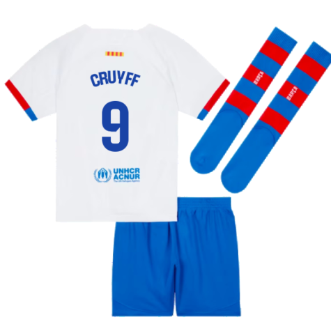 2023-2024 Barcelona Away Little Boys Mini Kit (Cruyff 9)