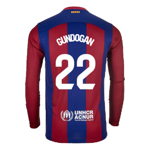 2023-2024 Barcelona Home Long Sleeve Shirt (Gundogan 22)