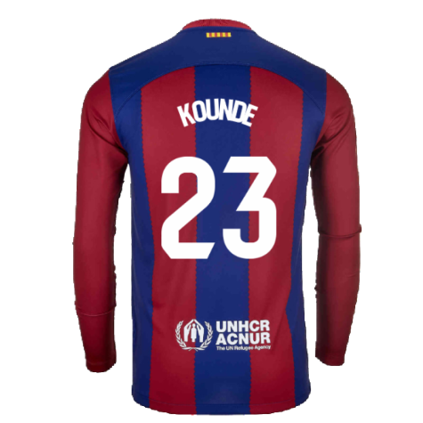 2023-2024 Barcelona Home Long Sleeve Shirt (Kounde 23)