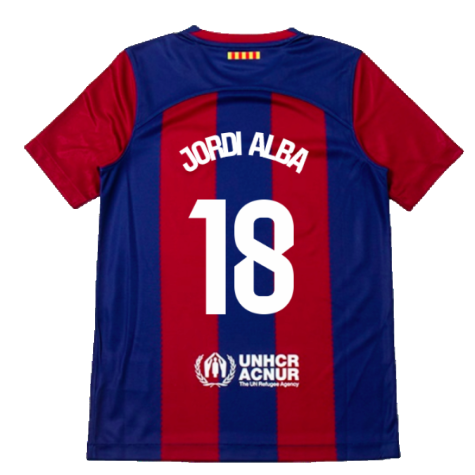 2023-2024 Barcelona Home Shirt (Kids) (Jordi Alba 18)