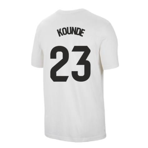 2023-2024 Barcelona Swoosh Club Tee (White) (Kounde 23)