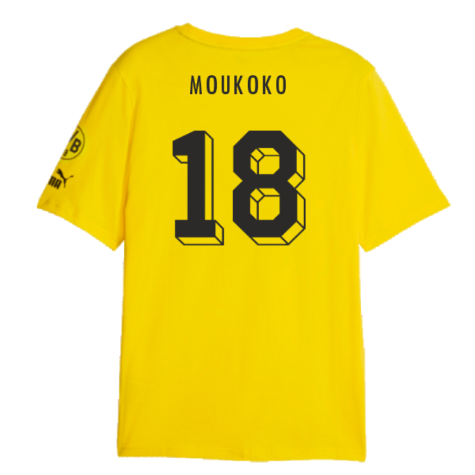 2023-2024 Borussia Dortmund FtblCore Graphic Tee (Yellow) (Moukoko 18)