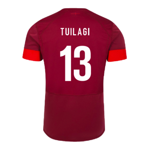 2023-2024 England Rugby Relaxed Training Shirt (Tibetan Red) (Tuilagi 13)