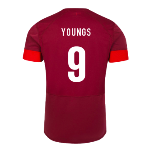 2023-2024 England Rugby Relaxed Training Shirt (Tibetan Red) (Youngs 9)