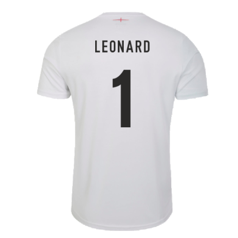 2023-2024 England Rugby Warm Up Jersey (Brilliant White) (Leonard 1)