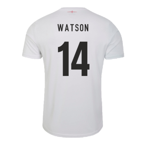 2023-2024 England Rugby Warm Up Jersey (Brilliant White) (Watson 14)