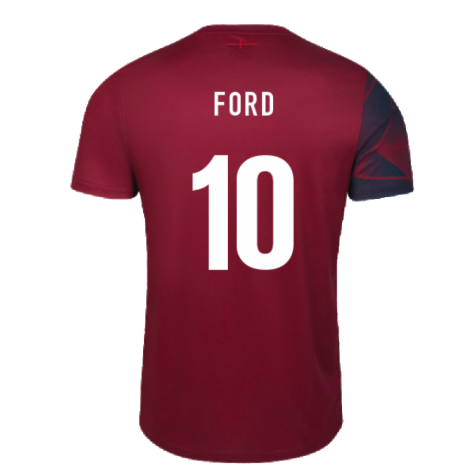 2023-2024 England Rugby Warm Up Jersey (Tibetan Red) (Ford 10)