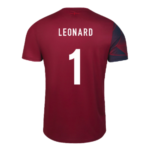 2023-2024 England Rugby Warm Up Jersey (Tibetan Red) (Leonard 1)