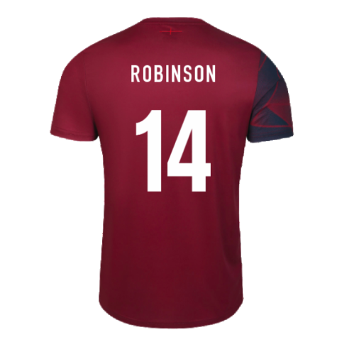 2023-2024 England Rugby Warm Up Jersey (Tibetan Red) (Robinson 14)