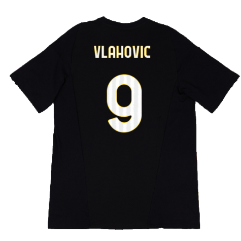 2023-2024 Juventus Cotton Tee (Black) (VLAHOVIC 9)