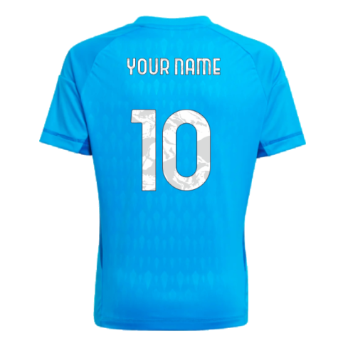 2023-2024 Juventus Home Goalkeeper Shirt (Blue) - Kids (Your Name)