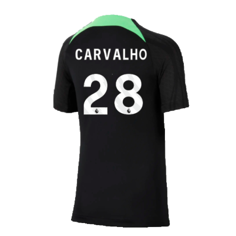 2023-2024 Liverpool Strike Dri-Fit Training Shirt (Black) - Kids (Carvalho 28)