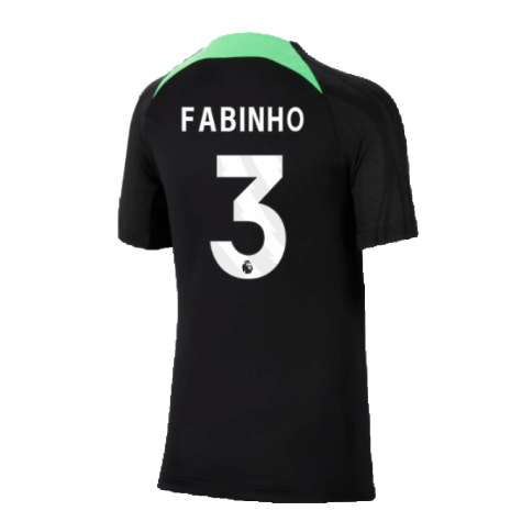 2023-2024 Liverpool Strike Dri-Fit Training Shirt (Black) - Kids (Fabinho 3)