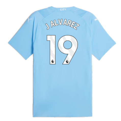 2023-2024 Man City Authentic Home Shirt (J ALVAREZ 19)