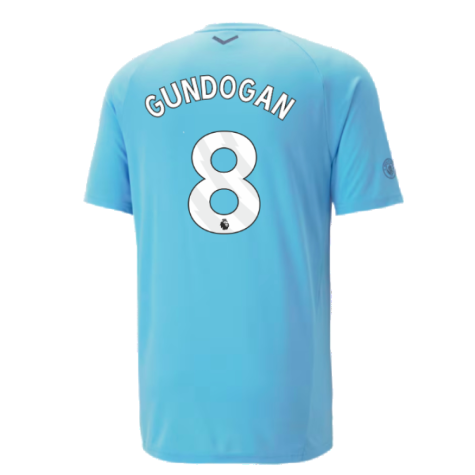 2023-2024 Man City Casuals Tee (Blue Wash) - Kids (GUNDOGAN 8)