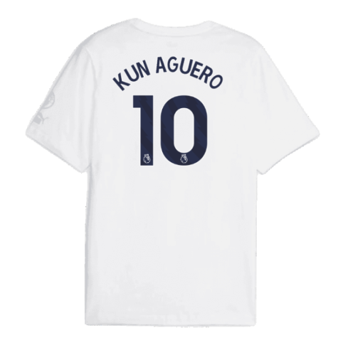 2023-2024 Man City FtblCore Graphic Tee (White) (KUN AGUERO 10)