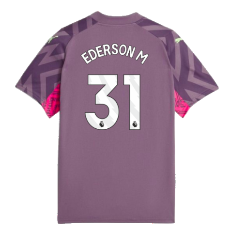 2023-2024 Man City Goalkeeper Shirt (Purple Charcoal) - Kids (Ederson M 31)