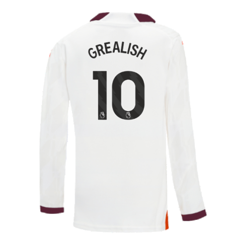 2023-2024 Man City Long Sleeve Away Shirt (Kids) (GREALISH 10)