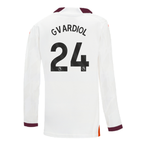 2023-2024 Man City Long Sleeve Away Shirt (Kids) (Gvardiol 24)