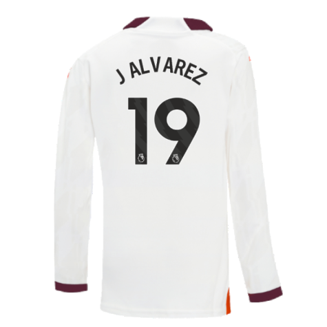 2023-2024 Man City Long Sleeve Away Shirt (Kids) (J ALVAREZ 19)