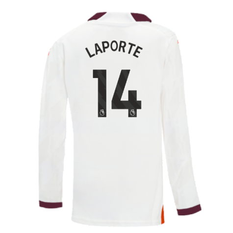 2023-2024 Man City Long Sleeve Away Shirt (Kids) (LAPORTE 14)