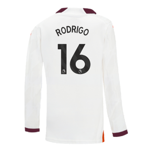 2023-2024 Man City Long Sleeve Away Shirt (Kids) (RODRIGO 16)