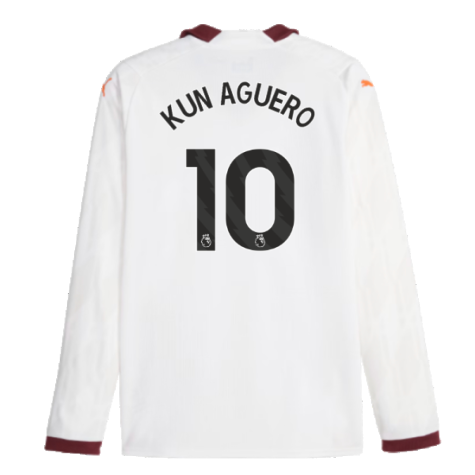 2023-2024 Man City Long Sleeve Away Shirt (KUN AGUERO 10)