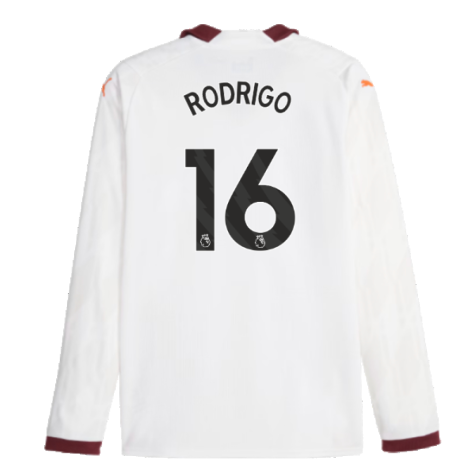 2023-2024 Man City Long Sleeve Away Shirt (RODRIGO 16)