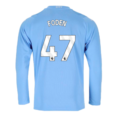 2023-2024 Man City Long Sleeve Home Shirt (FODEN 47)