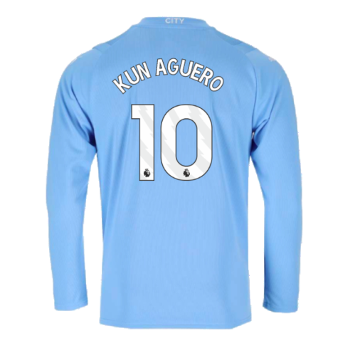 2023-2024 Man City Long Sleeve Home Shirt (KUN AGUERO 10)