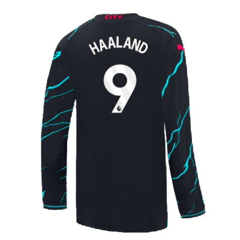 2023-2024 Man City Long Sleeve Third Shirt (Kids) (HAALAND 9)