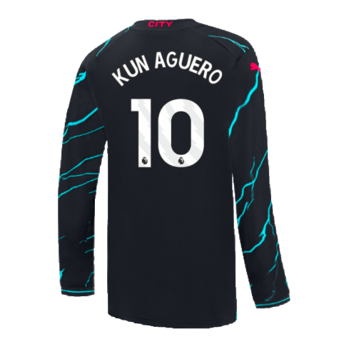 2023-2024 Man City Long Sleeve Third Shirt (Kids) (KUN AGUERO 10)