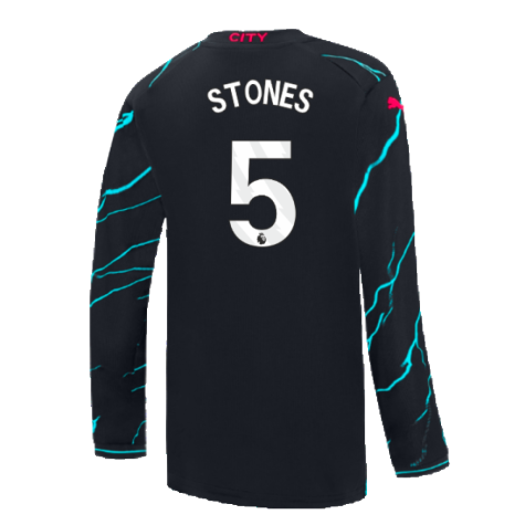 2023-2024 Man City Long Sleeve Third Shirt (Kids) (STONES 5)