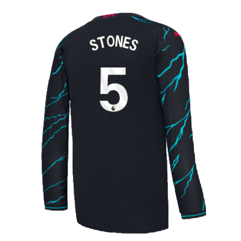 2023-2024 Man City Long Sleeve Third Shirt (STONES 5)