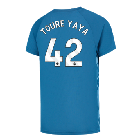 2023-2024 Man City Pre-Match Jersey (Lake Blue) - Kids (TOURE YAYA 42)