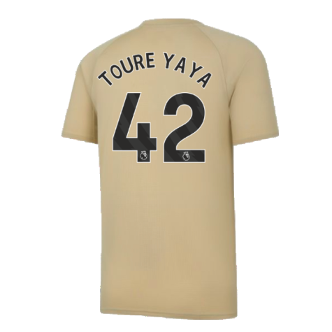 2023-2024 Man City Prematch SS Jersey (Granola) - Kids (TOURE YAYA 42)