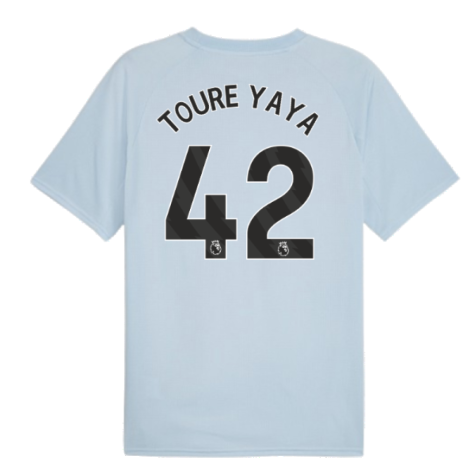 2023-2024 Man City Prematch SS Jersey (Silver Sky) - Kids (TOURE YAYA 42)