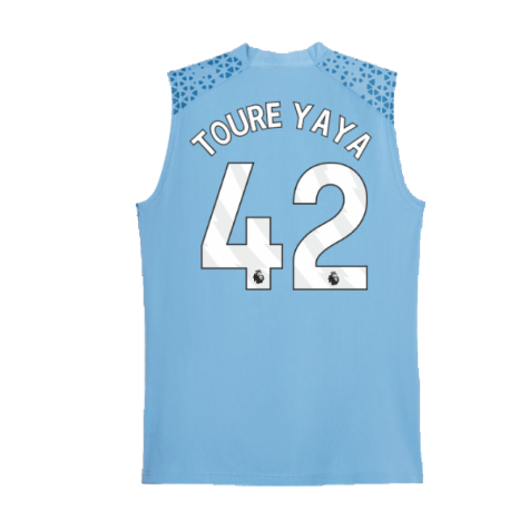 2023-2024 Man City Sleeveless Training Jersey (Light Blue) (TOURE YAYA 42)