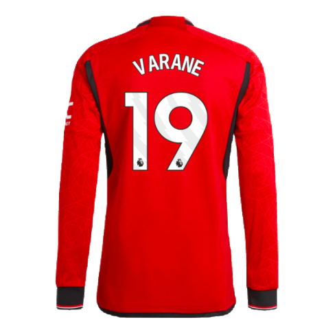 2023-2024 Man Utd Authentic Long Sleeve Home Shirt (Varane 19)