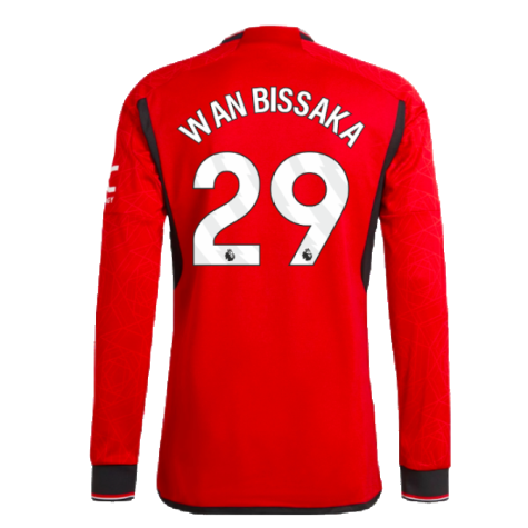 2023-2024 Man Utd Authentic Long Sleeve Home Shirt (Wan Bissaka 29)