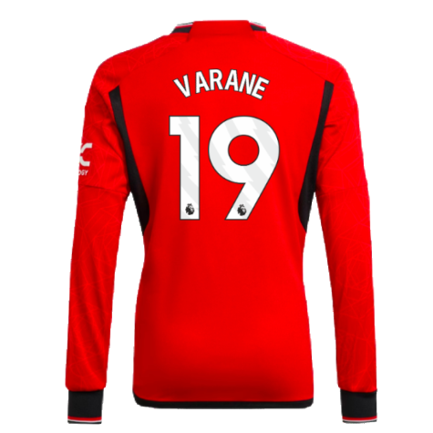 2023-2024 Man Utd Home Long Sleeve Shirt (Kids) (Varane 19)